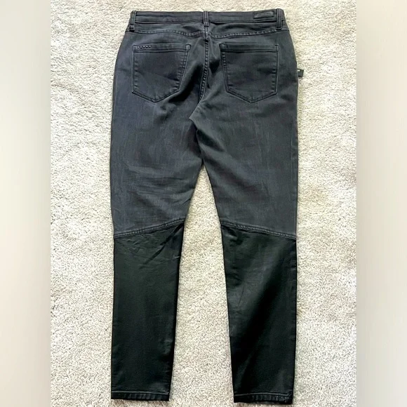 NWT BLANK NYC Skinny Classique Black faux leather Embellished Jeans 29 NEW - Picture 4 of 6